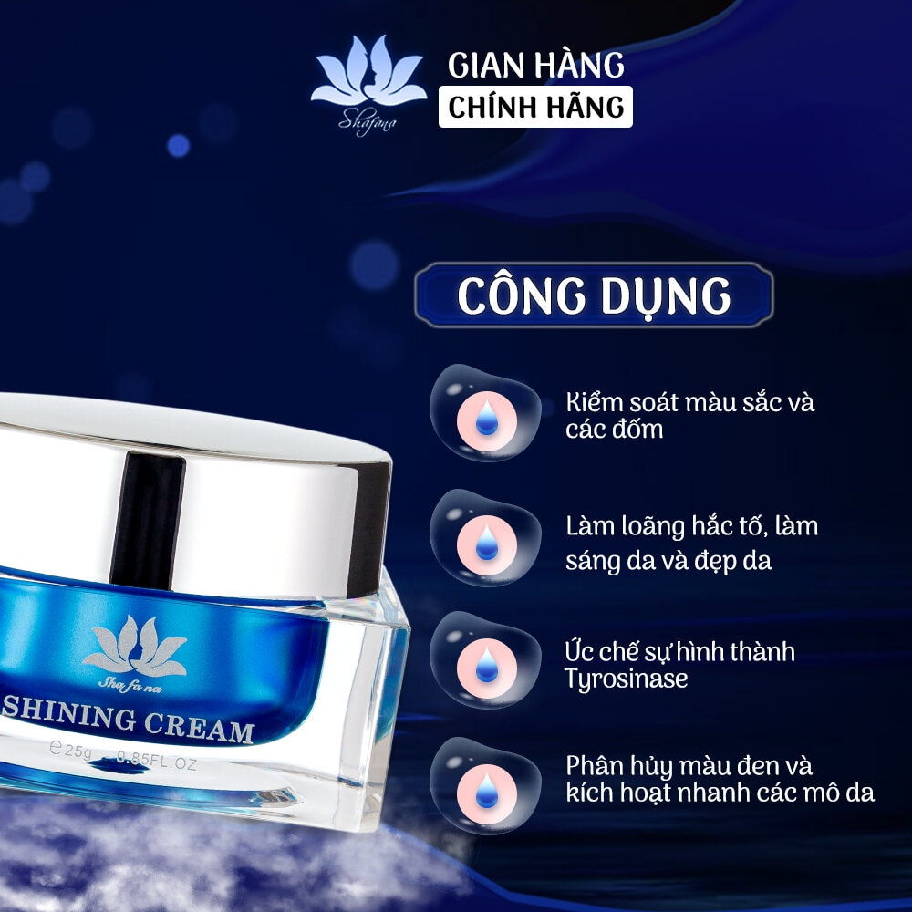 Công dụng kem điều trị và khống chế nám chân sâu Shafana - Shining Cream